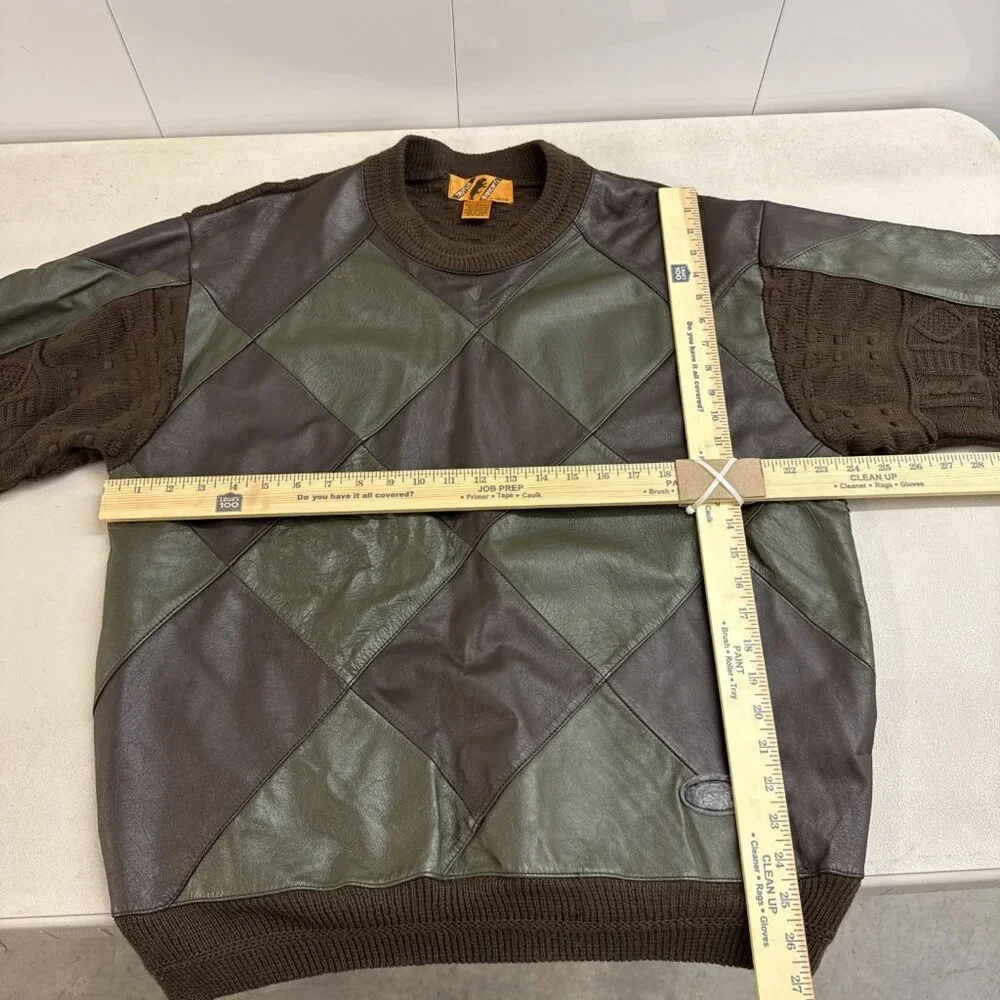 Vintage 90’s‎ Trutus Biancarra Crewneck Sweater Mens Large Leather Patchwork